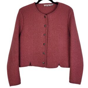 Vintage TALBOTS Mauve Pink Boiled Wool Jacket women's MED size 12 Button Front